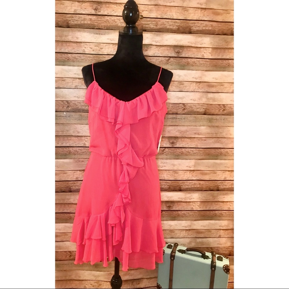 Charming Charlie Pink Ruffle Sleeveless Dress M